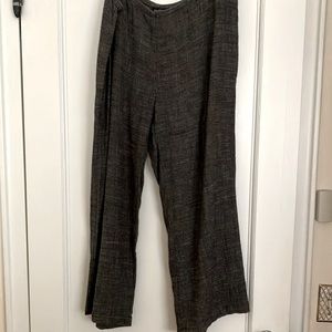 EILEEN FISHER black tweed cropped pants Made in USA Size L